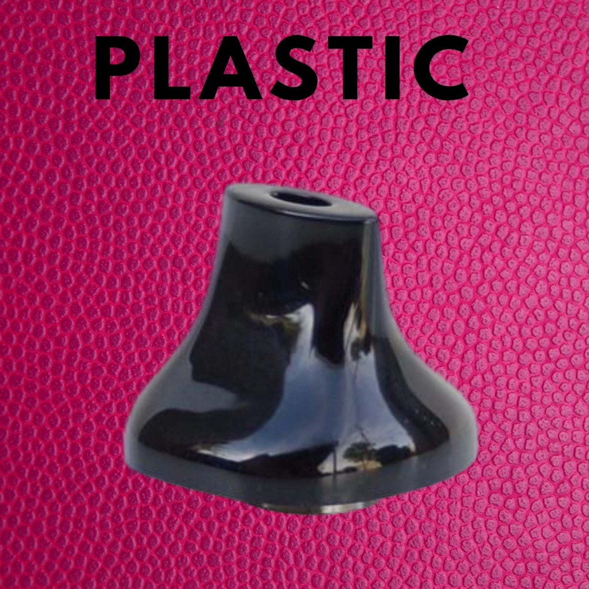 Black titan mouthpiece with text saying plastic above it 