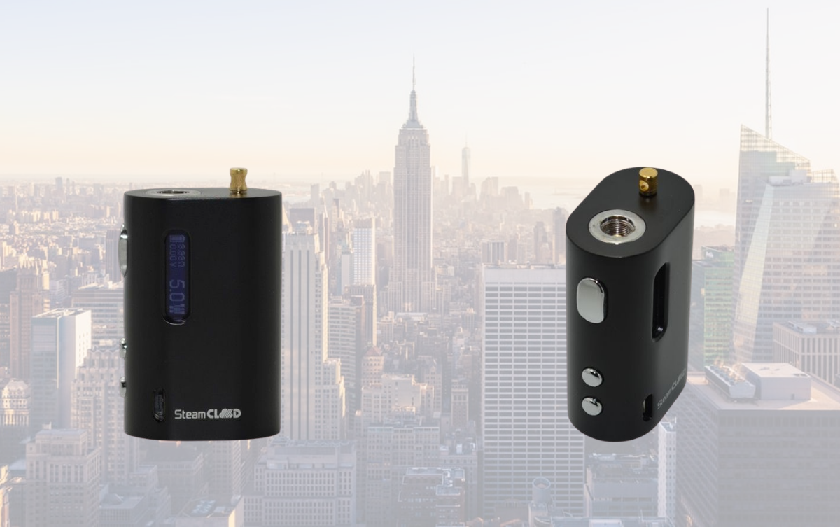 Two steamclound box mod vape with nyc background