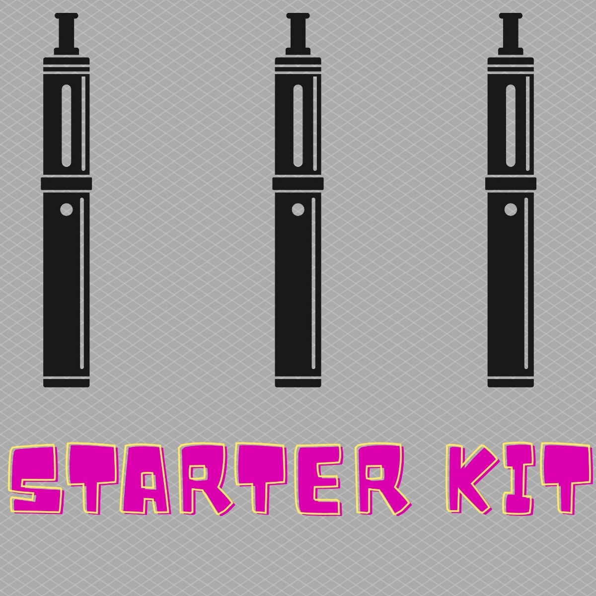 three vaporizers with text saying vape starter kit 